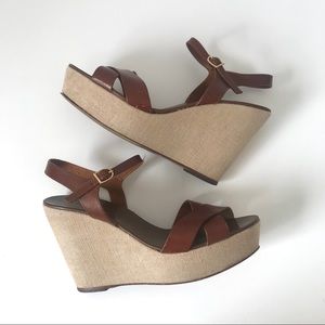 J. Crew Lila leather platform wedge sandals 9